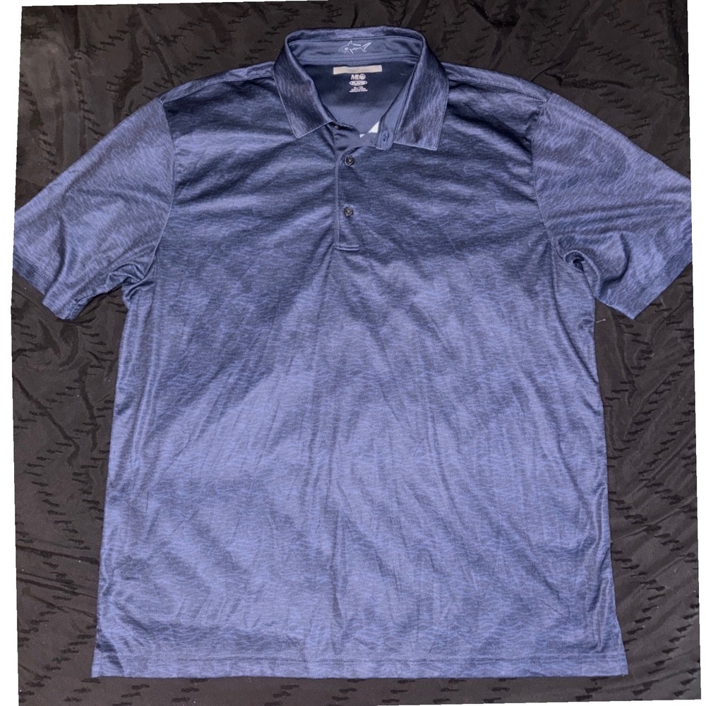 Greg Norman ML75 Stretch Horizon Golf Polo Shirt in Heathered Navy Blue, XL